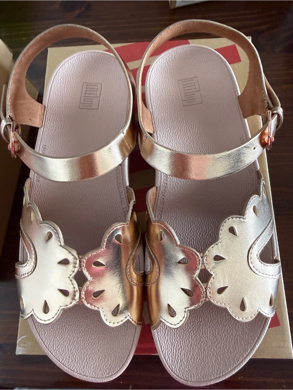Fitflop Rose Gold Floral Cutout Slingback Sandals
